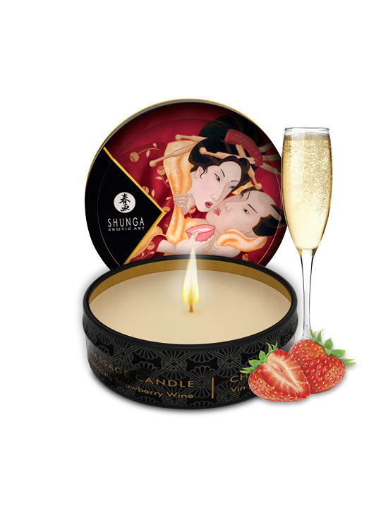Mini bougie de massage - Vin pétillant à la fraise