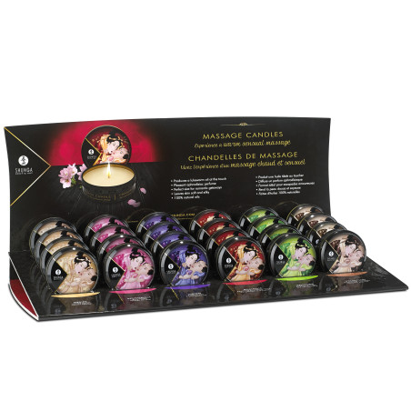 Présentoire mini bougies de massage - 24 unités