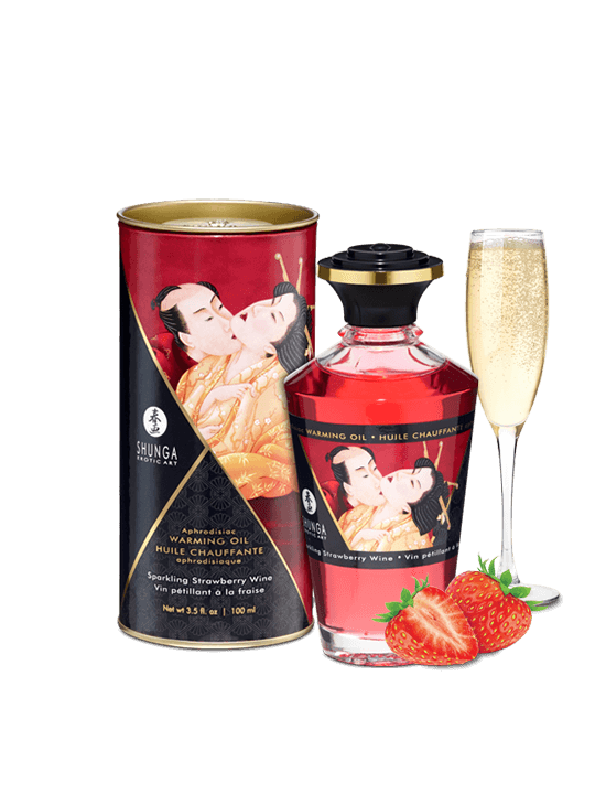 Huile chauffante aphrodisiaque - Vin pétillant à la fraise 100ml