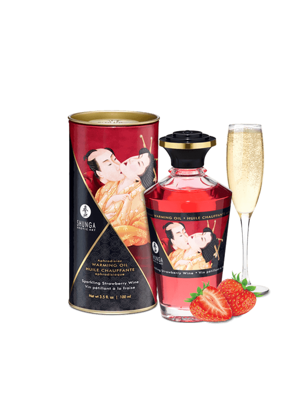 Huile chauffante aphrodisiaque - Vin pétillant à la fraise 100ml