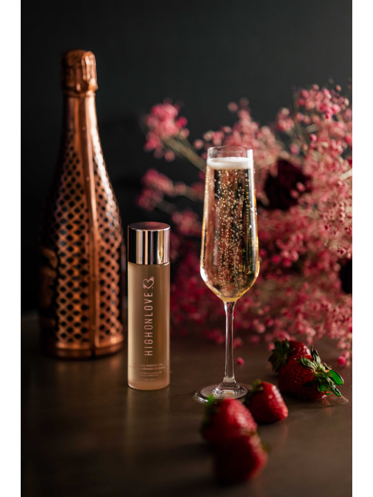 Huile de massage luxueuse Fraises et champagne - 120 ml