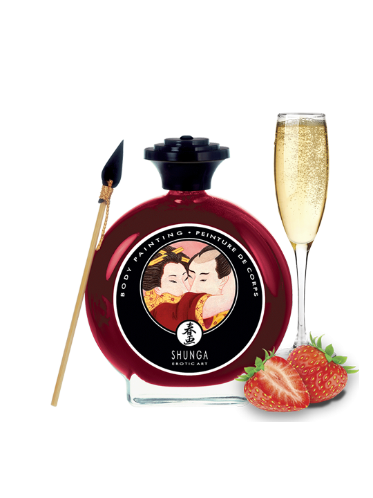 Peinture de corps embrassable - Vin pétillant à la fraise