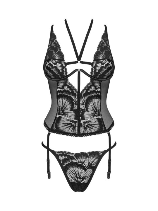 Alessya Corset et string noir