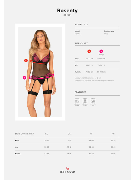 Rosenty guêpière et string - Noir