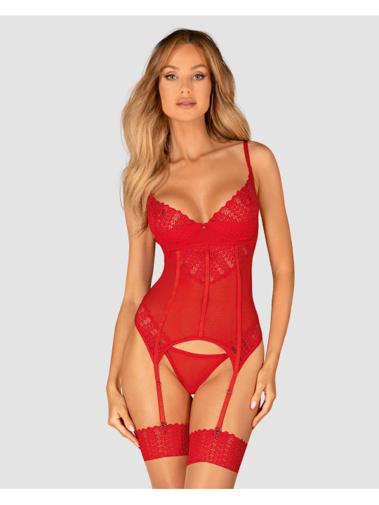 Ingridia corset et string - Rouge