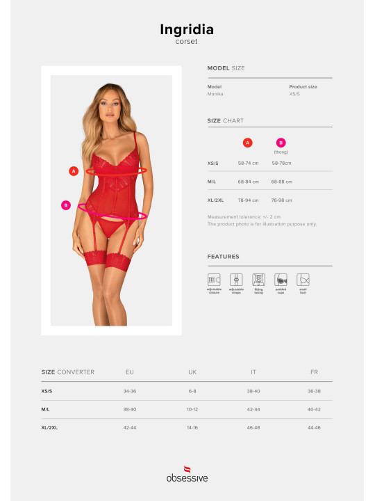 Ingridia corset et string - Rouge
