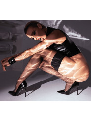 F324 Glam Top wetlook avec corset en vinyle