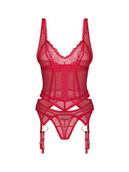 Cupide Desir corset et string - Rouge