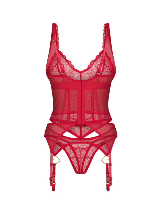 Cupide Desir corset et string - Rouge
