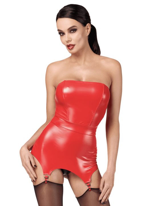 F368 Bombshell Corset porte jarretelles rouge féroce