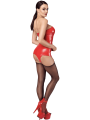 F368 Bombshell Corset porte jarretelles rouge féroce