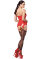 F368 Bombshell Corset porte jarretelles rouge féroce