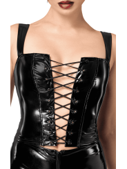 F379 Dominae Corset Top en PVC lacé sur l'avant