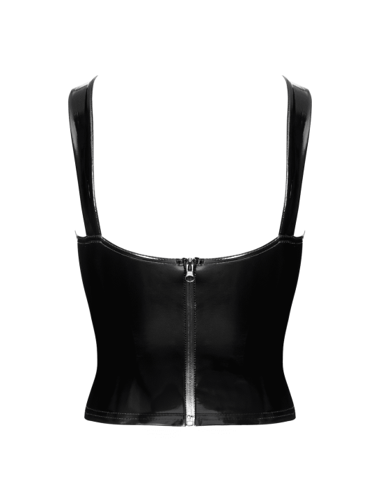 F379 Dominae Corset Top en PVC lacé sur l'avant