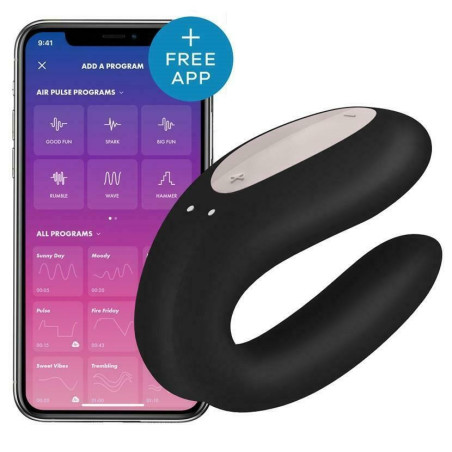 Double Joy - Noir Stimulateur connecté pour couple Satisfyer