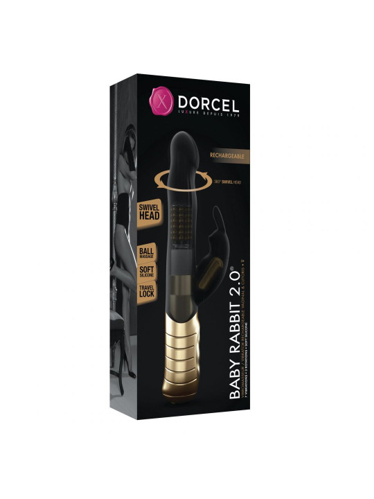 Vibromasseur Dorcel Baby Rabbit 21 cm 2.0 - Noir et Or