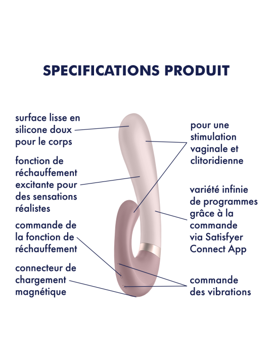 Heat Wave Connect App - Mauve Stimulateur clitoridien et Vibromasseur point G Satisfyer