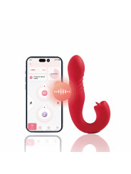 JOI THRUST 2 rouge - Vibromasseur point G - lèche-clitoris - va et vient contrôlé par application