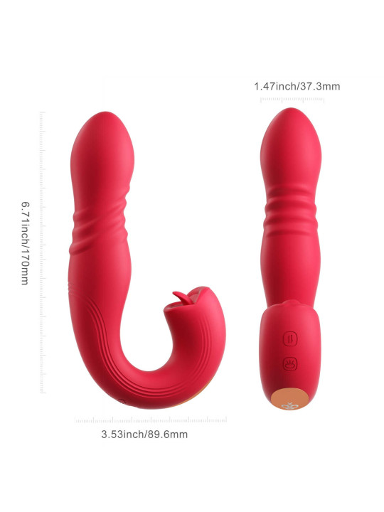 JOI THRUST 2 rouge - Vibromasseur point G - lèche-clitoris - va et vient contrôlé par application